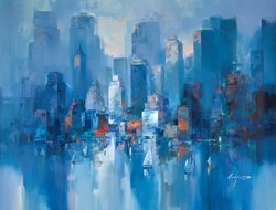 Around The Harbour by Wilfred - Original Painting on Box Canvas sized 45x33 inches. Available from Whitewall Galleries